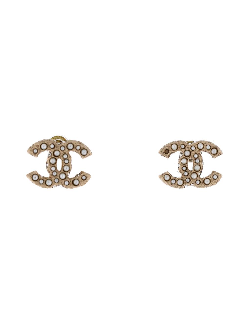 Chanel Cc Stud Earrings Metal With Faux #276438C61B
